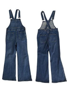 Free People Blue Denim Jean Criss Cross X Back Overalls Dungarees 31 12